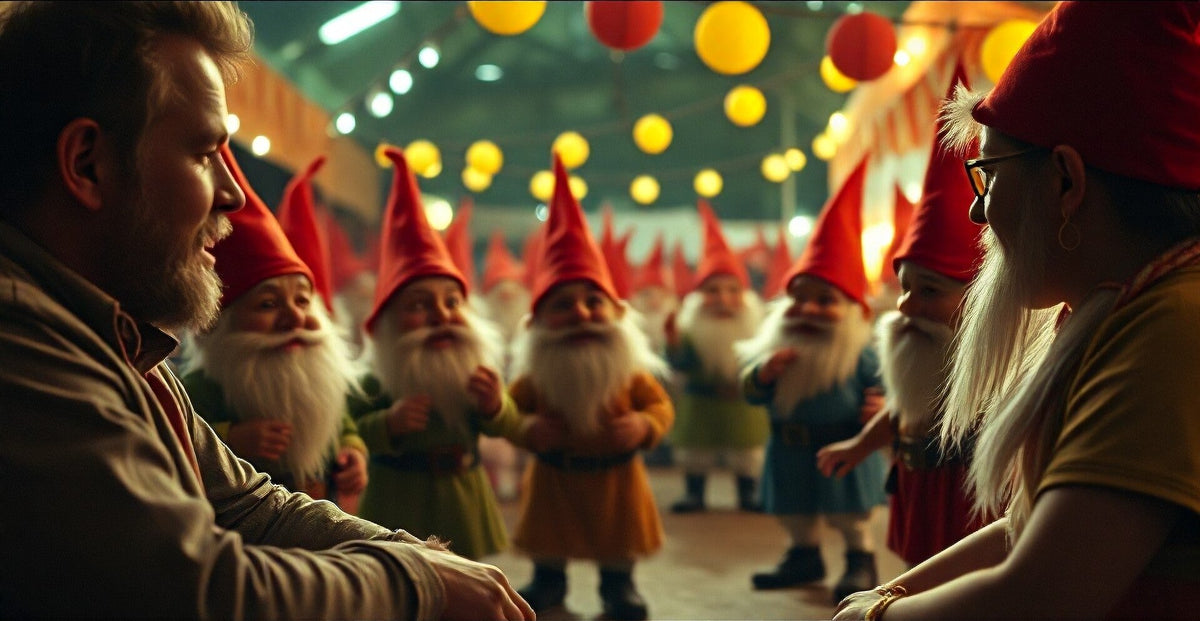 GNOME AF gnome crew gathered under festival lights